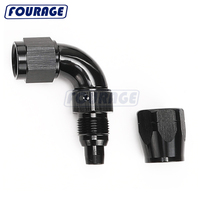 Adaptor Fitting Selang AN Betina Aluminium 90 Derajat Fourage, Satu Bagian, Aliran Penuh