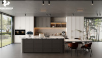 Ensemble complet d'armoires de cuisine Aige Light Luxury, finition peinte, design Shaker, ensemble d'armoires durables en contreplaqué