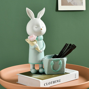Rabbit Storage <b>Box</b> Craft Resin Makeup Organizer Cute Decor For Desk <b>Vanity</b> - Product Image 2
