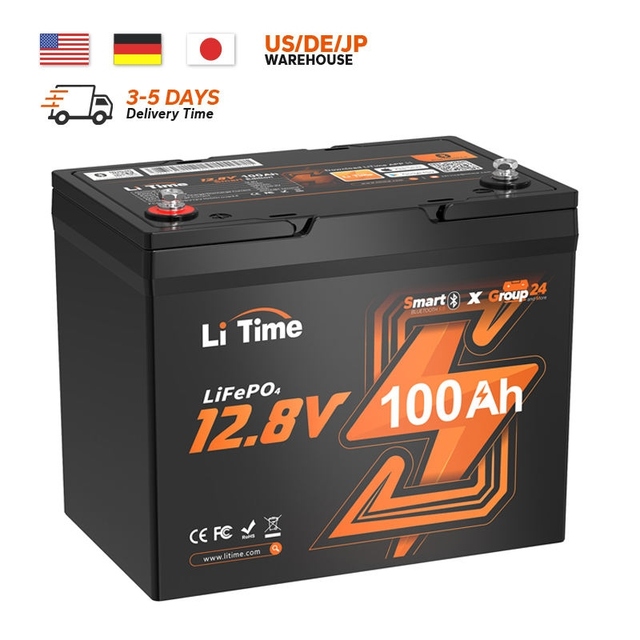 LiTime Wholesale 12V 100Ah Bluetooth Lifepo4 Deep Cycle Storage System Solar Lithium Ion Battery Pack
