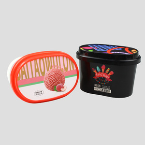 130ml 470ml dùng một lần hình dạng hình bầu dục chất lượng cao Ice Cream cốc giấy Ice Cream bồn tắm hình dạng với PP nắp muỗng thực phẩm container - Product Image 4