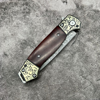 Couteau de poche EDC Bochen Damas gravé en nacre, manche en bois d'ébène, couteau pliant, cadeau pour anniversaire, mari, père, mariage