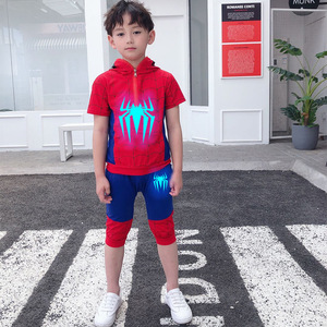 ชุดเครื่องแต่งกายเด็กสไปเดอร์แมนผ้าฝ้ายพิมพ์ลายการ์ตูนเสื้อมีฮู้ดกางเกงหมวกหน้ากากถุงมือชุดเด็กชาย 3-10 ปี - Product Image 5