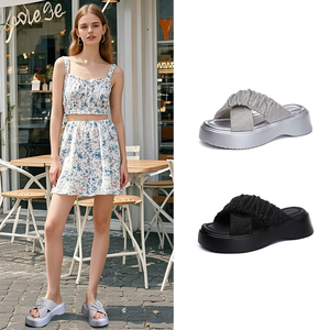 Sandales élégantes pour femmes, nouvelles sandales d'été à boucle <span class=keywords><strong>de</strong></span> ceinture, semelle épaisse, tongs <span class=keywords><strong>de</strong></span> plage en denim - Product Image 3