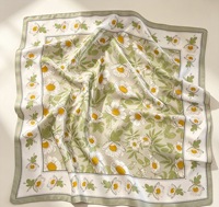 Syal Persegi Satin Sutra Imitasi 70*70Cm Syal Leher Wanita Motif Kunci Yunani Geometris Bandana Dekorasi Tas Tangan