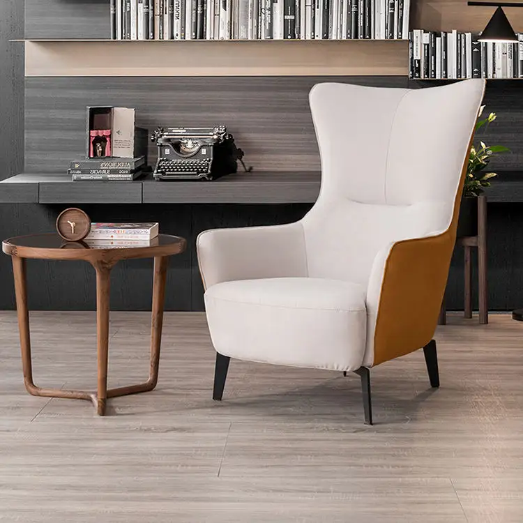 Design Großhandel Luxus Wohnzimmer Schlafzimmer Büro Metall Pu Leder Einsitzer Sofa Lounge Arm High Back Akzent Stühle