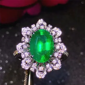 Vintage Luxury Dubai 2.89ct Natural Emerald Ring 18k Gold Gemstone Jewelry