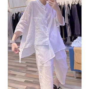 Ensemble 2 pièces décontracté personnalisé pour <span class=keywords><strong>femme</strong></span> : chemise blanche et <span class=keywords><strong>pantalon</strong></span> droit – Collection été 2026 – Vente en gros - Product Image 4