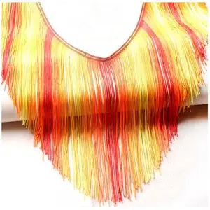 2020 Wholesale Long Lampshade Bullion Bugle Vietnam Glass Curtains Belly Dance Beaded Tassel Fringes For Dresses