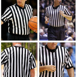 Kustom pria resmi hitam & putih garis lengan pendek Umpire Jersey - Product Image 6