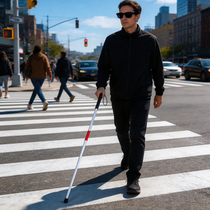Canne pliable en alliage d'aluminium blanche 90cm 125cm, bâton télescopique pour l'aide à la marche - Product Image 2
