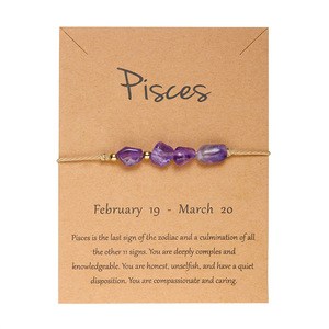 Pulsera <span class=keywords><strong>del</strong></span> zodiaco de doce constelaciones tejida hecha a mano de piedra natural de moda de mujer al por mayor - Product Image 5