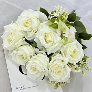 Once rosas grandes simuladas por ramo flores de seda para boda salón de bodas decoración de pared de fondo - Product Image 6