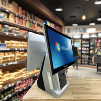 Windows 10 Android Capacitive Touch Screen 15.6+15.6" All-in-One POS System Restaurants Dual Displays Intel J1900/i3/i5/i7 CPUs