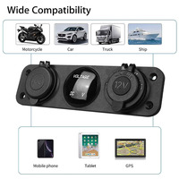 Aksesori Mobil Universal, Panel 3 dalam 1 Universal 12V/24V dengan pengisian daya Cepat USB & Voltmeter untuk perahu RV
