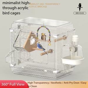 Jaula Moderna Minimalista para Pájaros, Villa Panorámica de Alta Transparencia para Periquitos con Bandeja Extraíble - Product Image 3