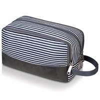 Trousse de toilette de voyage pour homme, légère, résistante à l'eau, petite trousse de rasage, organiseur de cosmétiques pour salle de bain, rayures bleues