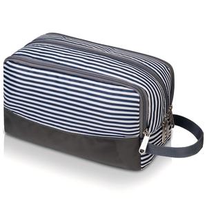 Trousse de toilette de voyage pour <span class=keywords><strong>homme</strong></span>, légère, résistante à l'eau, petite trousse de <span class=keywords><strong>rasage</strong></span>, organiseur de cosmétiques pour salle de bain, rayures bleues - Product Image 1