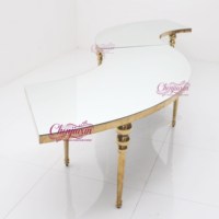 Fabrication Usine Vente Chaude Chaises et Tables de Luxe Blanches en Acier Inoxydable Forme Courbe pour Mariages et Événements