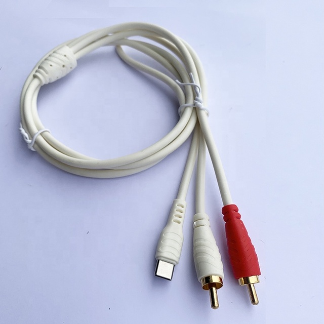 Professional USB C to 2RCA Cable Streams Stereo Audio Cable 1phone Type C to 2RCA