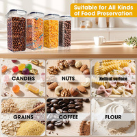 Ensemble de 4 boîtes hermétiques empilables pour aliments secs avec double bec verseur et étiquettes réutilisables pour le rangement de la cuisine