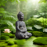 18.5 "Statue De Bouddha Artificielle Assis Sculpture En Résine Home Shop Décoration De Jardin avec Thème Bouddhisme