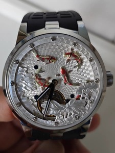 นาฬิกากลไกจักรกลของผู้ชาย3D Tourbillon หน้าปัดสามมิตินาฬิกาแฟชั่น KOI เหมือน<span class=keywords><strong>ปลา</strong></span>ในนาฬิกาน้ำ - Product Image 2
