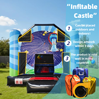 Castillo Inflable Comercial para Perros, Combo de Casa de Brinco Inflable con Tobogán, Brincolines Inflables para Fiestas