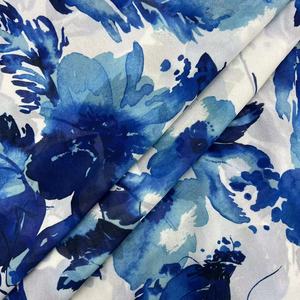 Tela de impresión digital floral grande azul de moda posterior 70gsm 100% gasa de seda compuesta de poliéster - Product Image 3