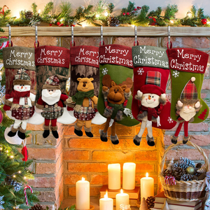 Chaussettes de Noël géantes Père Noël et Bonhomme de neige pour le réveillon du Nouvel An, sacs cadeaux pour bonbons, décoration de Noël pour arbre et fenêtre - Product Image 1