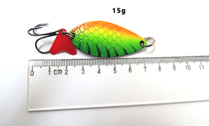 DOUBLE-WINNER 15g double couche en métal pêche poisson cuillère leurre OEM personnalisé eau salée dur appât jigging leurre - Product Image 3