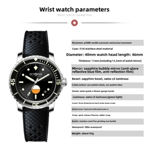 Octopus Kraken 40mm Dive Watch <b>Automatic</b> Movement 300M Waterproof 316L Stainless Steel Sapphire Crystal Luminous Watches - Product Image 2