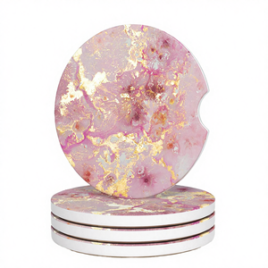 Posavasos Redondo de Cerámica de 4.25 Pulgadas con Diseño de Mármol, Superficie con Impresión UV Ecológica, Grosor de 8MM y Base de Corcho - Product Image 4