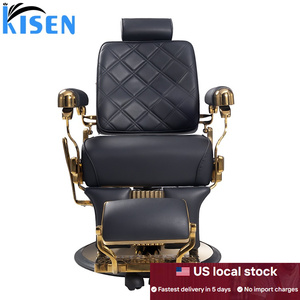 Silla de masaje para pedicura de spa, sin plomería, de cuero negro moderno de lujo con detalles en metal dorado, para salón de belleza, Kisen, envío gratis, gran oferta. - Product Image 1