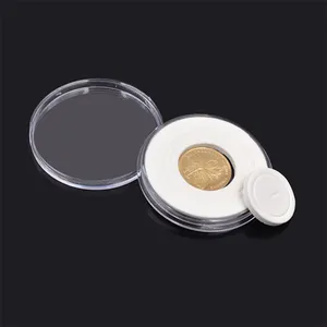 Factory Wholesale Easy Open Coin Plastic Capsule Round Coin Presentation Holders With Stretchy Soft Foam