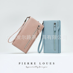 Pierre Loues Long <b>Zip</b> <b>Wallet</b> Multiple Card Slots Solid Color Women's Handheld <b>Wallet</b> - Product Image 5