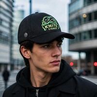 Gorra de Béisbol de Lujo con Logotipo Bordado en 3D Personalizado, Diseño de Hoja, Algodón Negro, 6 Hebillas de Cobre Plateado, Gorras de Moda para Hombre