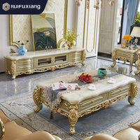 Table basse classique de style européen, en bois massif sculpté, avec tiroir, pour la décoration de la maison