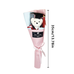 Ramo <span class=keywords><strong>de</strong></span> Muñecos <span class=keywords><strong>de</strong></span> Graduación para <span class=keywords><strong>Doctor</strong></span> y Licenciado, con Girasol y <span class=keywords><strong>Rosa</strong></span> <span class=keywords><strong>de</strong></span> Tallo Único, Oso <span class=keywords><strong>de</strong></span> Dibujos Animados, Regalo para el Día del Maestro - Product Image 4