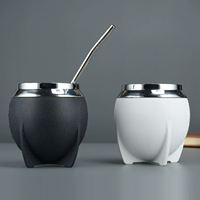 Nouvelle Tasse à Yerba Maté en Cuir à Double Paroi en Acier Inoxydable 304 Argentin, 280 ml, Modèle Calabash, Vente Chaude 2025