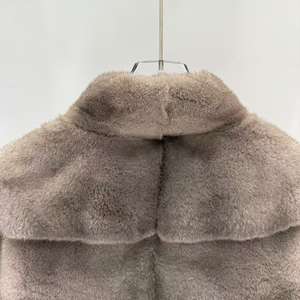 Personalizado señoras corto hermoso Color sólido calle prendas de vestir mujeres chaqueta de piel de visón abrigo a granel - Product Image 3