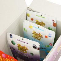 Sac en mylar comestible avec boîtes de présentation Emballage personnalisé pour fleurs, bonbons, biscuits, gommes, résistant aux enfants 3.5g 7g 14g 28g Sac Cali avec boîte