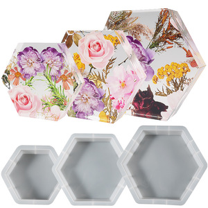 Grands moules en silicone brillants, carrés, hexagonaux, pour la résine, pour la fabrication de décorations d'intérieur, de livres en résine, logo personnalisé - Product Image 3