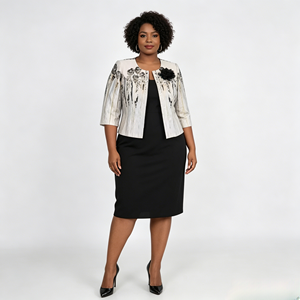 Tenues de luxe personnalisées pour la mère de la mariée, robe d'église avec deux ensembles de costumes pour femmes grandes tailles, tenue élégante - Product Image 3