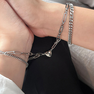2022 Gelang Jimat Rantai Cinta Baja Tahan Karat Hadiah Perhiasan 2 Buah Gelang Daya Tarik <span class=keywords><strong>Magnet</strong></span> Berbentuk Hati untuk Pasangan - Product Image 1
