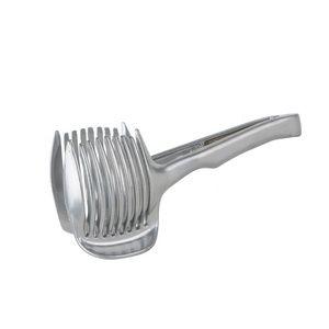 Herramienta de ayuda para cortar de cocina gruesa multifuncional de aleación de aluminio, pinzas redondas para <span class=keywords><strong>frutas</strong></span>, herramientas para cortar <span class=keywords><strong>frutas</strong></span>, soporte para rebanador de tomate y limón - Product Image 2