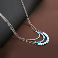 Collier à trois couches de perles de verre style euro-américain, chaîne de pull superposée