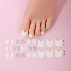 Novas tendências de tiras de gel para unhas, adesivos para nail art com glitter, logotipo personalizado, envoltórios de unhas em gel semi-curado