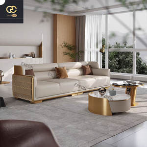 इतालवी विला लक्जरी घर चमड़े का <span class=keywords><strong>2025</strong></span> नया डिजाइन घर रहने वाले कमरे के लिए एक सोफे कवर है। - Product Image 2