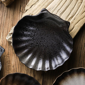 Plato de seguridad para lavavajillas de estilo <span class=keywords><strong>japonés</strong></span>, plato negro vintage para <span class=keywords><strong>restaurante</strong></span>, vajilla de cerámica para cocina, plato de <span class=keywords><strong>sushi</strong></span> para comida - Product Image 2